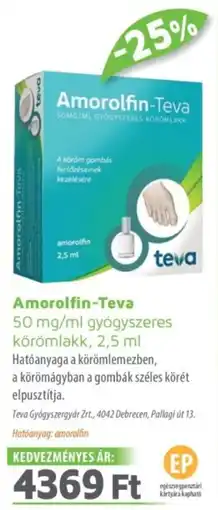 Alma Gyógyszertárak Amorolfin-Teva gyógyszeres körömlakk ajánlat