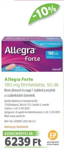 Alma Gyógyszertárak Allegra Forte filmtabletta ajánlat