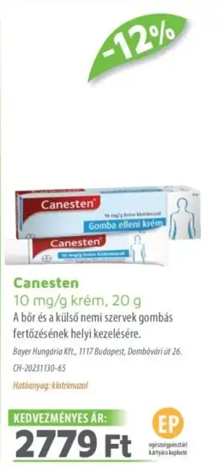 Alma Gyógyszertárak Canesten krém ajánlat