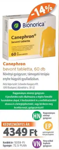 Alma Gyógyszertárak Canephron bevont tabletta ajánlat