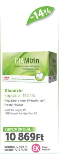 Alma Gyógyszertárak Diamizin kapszula ajánlat