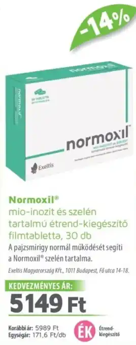 Alma Gyógyszertárak Normoxil filmtabletta ajánlat