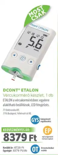 Alma Gyógyszertárak DCONT ETALON Vércukormérő készlet ajánlat