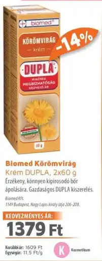 Alma Gyógyszertárak Biomed Körömvirág Krém DUPLA ajánlat
