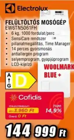 Expert Electrolux felültöltős mosógép ew6tn5061fh ajánlat