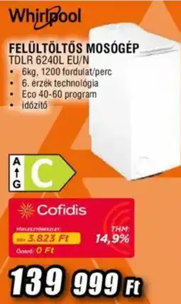 Expert Whirlpool felültöltős mosógép tdlr 6240l eu/n ajánlat