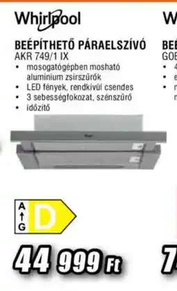 Expert Whirlpool beépíthető páraelszívó akr 749/1 ix ajánlat