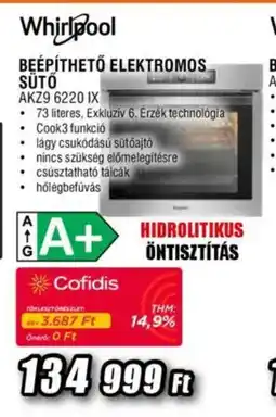 Expert Whirlpool beépíthető elektromos sütő akz9 6220 ix ajánlat