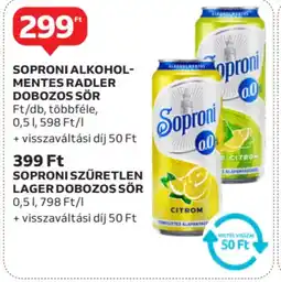 Auchan Soproni alkoholmentes radler dobozos sör ajánlat