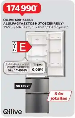 Auchan QILIVE 600156863 ALULFAGYASZTÓS HŰTŐSZEKRÉNY ajánlat