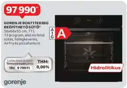 Auchan GORENJE BO6717E03BG BEÉPÍTHETŐ SÜTŐ ajánlat