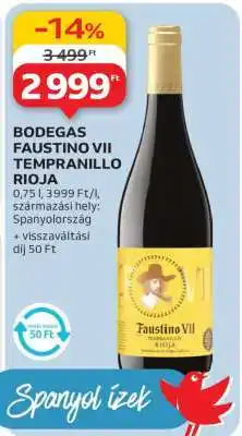 Auchan BODEGAS FAUSTINO VII TEMPRANILLO RIOJA ajánlat