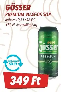 CBA Gösser Premium világos sör ajánlat