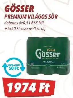 CBA Gösser Premium világos sör ajánlat