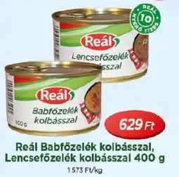 Real Reál Babfőzelék kolbásszal, Lencsefőzelék kolbásszal ajánlat