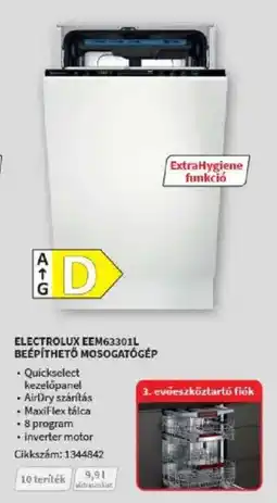 Media Markt Electrolux eem63301l beépíthető mosogatógép ajánlat