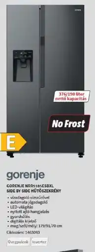 Media Markt Gorenje nrr9185esbxl side by side hűtőszekrény ajánlat