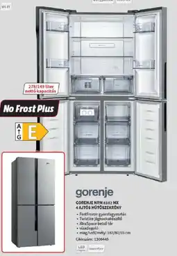Media Markt Gorenje nrm 8182 mx 4 ajtós hűtőszekrény ajánlat