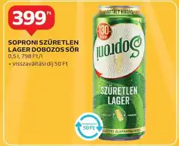 Auchan Soproni Szűretlen Lager Dobozos Sör ajánlat