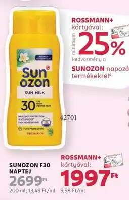 Rossmann Sunozon f30 naptej ajánlat