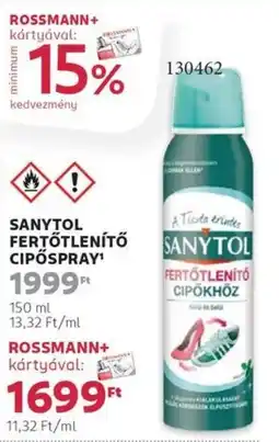 Rossmann Sanytol fertőtlenítő cipőspray ajánlat