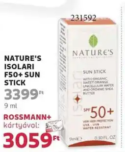 Rossmann Nature's isolari f50+ sun stick ajánlat