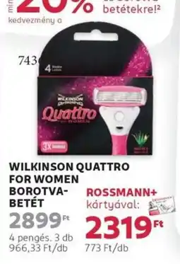 Rossmann Wilkinson quattro for women borotva betét ajánlat
