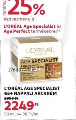 Rossmann L'oréal age specialist 65+ nappali arckrém ajánlat