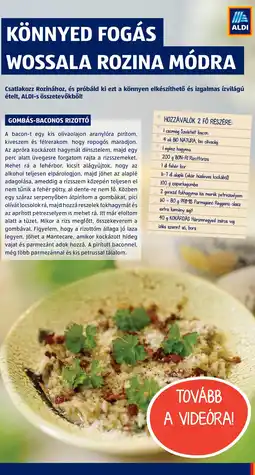 ALDI Gombás-baconos rizottó ajánlat