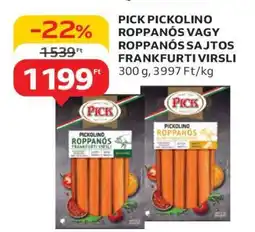 Auchan PICK Pickolino Roppanós vagy Roppanós Sajtos Frankfurti Virsli ajánlat