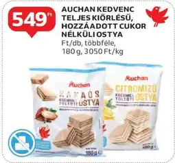 Auchan Auchan Kedvenc Teljes Kiőrlésű, Hozzáadott Cukor Nélküli Ostya ajánlat