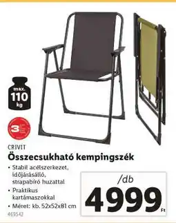 Lidl Összecsukható kempingszék ajánlat