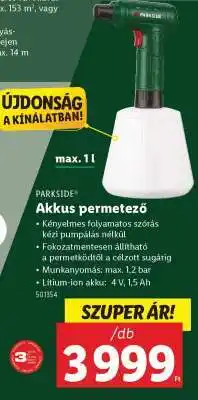 Lidl PARKSIDE Akkus permetező ajánlat