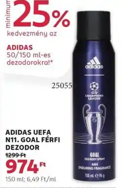 Rossmann Adidas uefa n11. goal férfi dezodor ajánlat