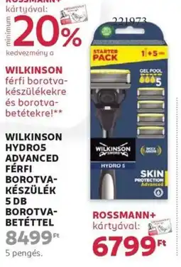 Rossmann Wilkinson hydro5 advanced férfi borotva- készülék 5 db borotva- betéttel ajánlat