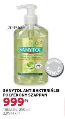Rossmann Sanytol antibakteriális folyékony szappan ajánlat