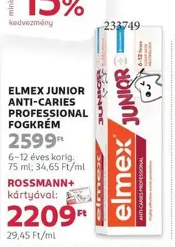 Rossmann Elmex junior anti-caries professional fogkrém ajánlat