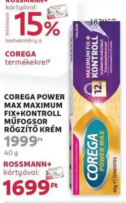 Rossmann Corega power max maximum fix+kontroll műfogsor rögzítő krém ajánlat