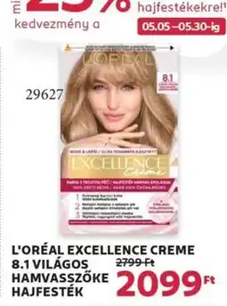 Rossmann L'oréal excellence creme 8.1 világos hamvasszőke hajfesték ajánlat
