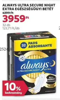 Rossmann Always ultra secure night extra egészségügyi betét ajánlat