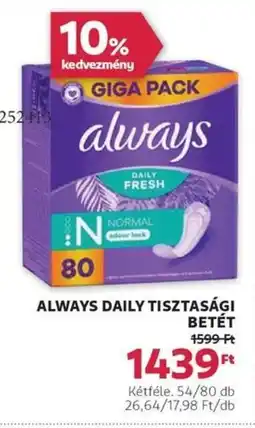 Rossmann Always daily tisztasági betét ajánlat