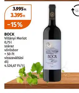 Müller Bock Villányi Merlot ajánlat