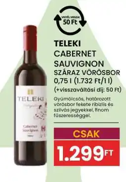 Spar Teleki Cabernet Sauvignon Száraz Vörösbor 0,75 l ajánlat