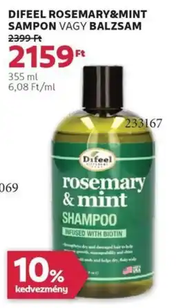 Rossmann Difeel rosemary&mint sampon vagy balzsam ajánlat