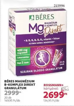 Rossmann Béres magnézium b-komplex direkt granulátum ajánlat