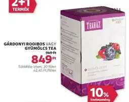 Rossmann Gárdonyi rooibos vagy gyümölcs tea ajánlat