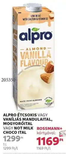 Rossmann Alpro étcsokis vagy vaníliás mandulaital stb. ajánlat