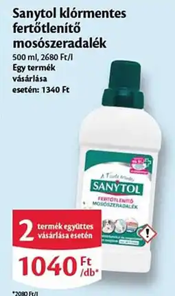 EcoFamily Sanytol klórmentes fertőtlenítő mosószeradalék ajánlat