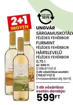 Spar Ungvár Sárgamuskotály, Furmint, Hárslevelű ajánlat