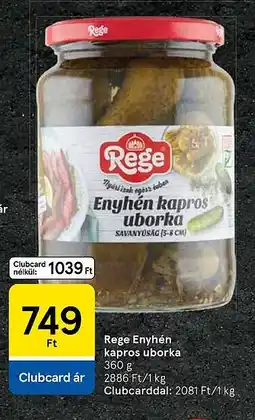 Tesco Rege Enyhén kapros uborka ajánlat
